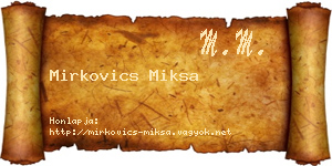 Mirkovics Miksa névjegykártya
